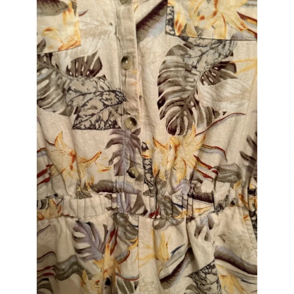 Guess‎ Floral Linen Blend Vintage Romper Size Med Beach Vibe Stunning